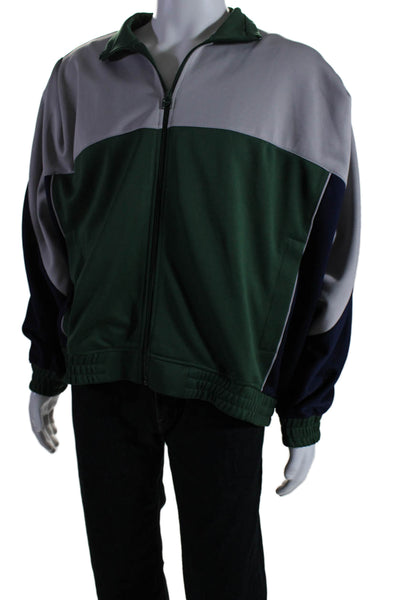 Nike Mens Full Zip Long Sleeve Knit Jacket Gray Green Size Large