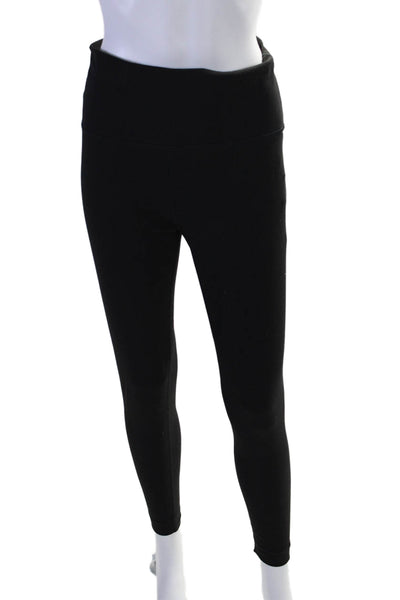 Set Active Womens Elastic Waist Mid Rise Pull On Ankle Leggings Black Size M