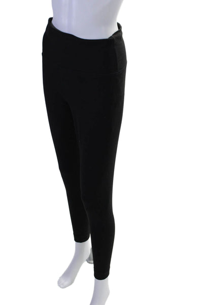 Set Active Womens Elastic Waist Mid Rise Pull On Ankle Leggings Black Size M