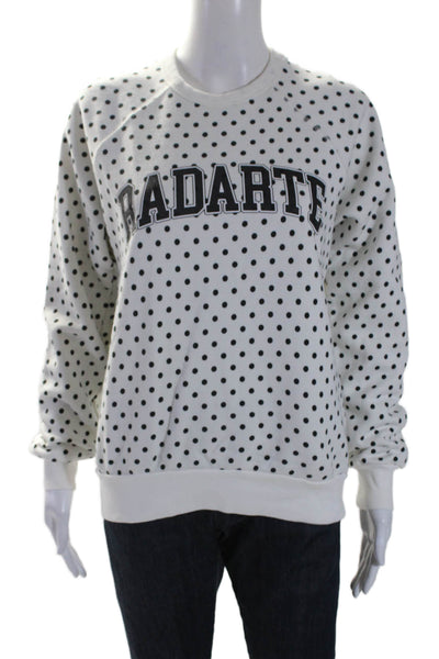 Rodarte Womens Cotton Blend Polka Dot Pullover Sweatshirt Top White Size S