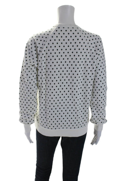 Rodarte Womens Cotton Blend Polka Dot Pullover Sweatshirt Top White Size S