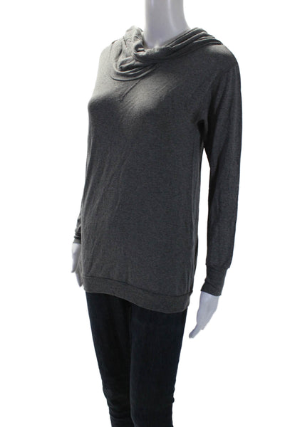 Soft Joie Womens Round Neck Long Sleeve Pullover Hoodie Top Gray Size S