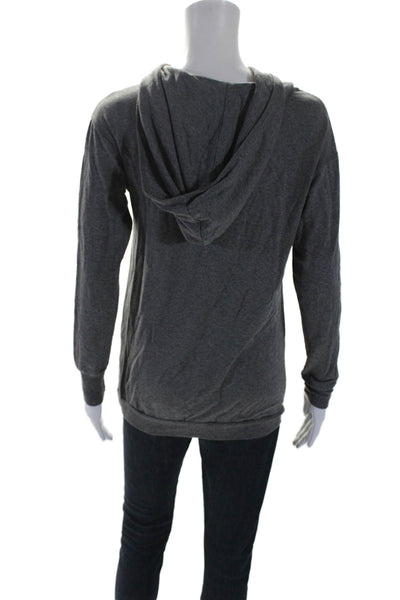 Soft Joie Womens Round Neck Long Sleeve Pullover Hoodie Top Gray Size S