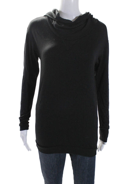 Soft Joie Womens Round Neck Long Sleeve Pullover Hoodie Top Black Size XS