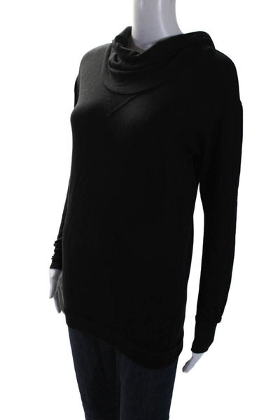 Soft Joie Womens Round Neck Long Sleeve Pullover Hoodie Top Black Size XS