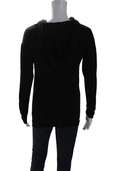 Soft Joie Womens Round Neck Long Sleeve Pullover Hoodie Top Black Size XS