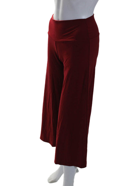 Susana Monaco Womens Elastic Waist Slip-On Wide Leg Yoga Pants Red Size S