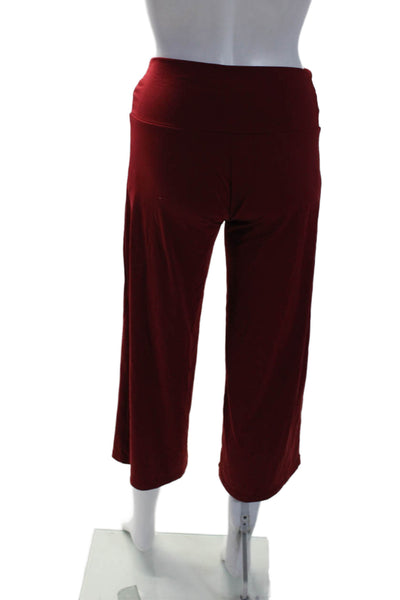 Susana Monaco Womens Elastic Waist Slip-On Wide Leg Yoga Pants Red Size S