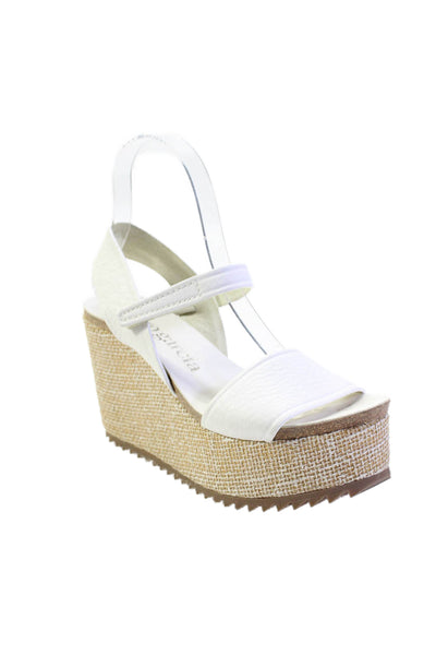 Pedro Garcia Womens Double Strap Slingback Wedge Sandals White Size 36 6