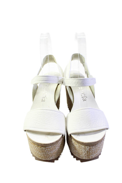 Pedro Garcia Womens Double Strap Slingback Wedge Sandals White Size 36 6