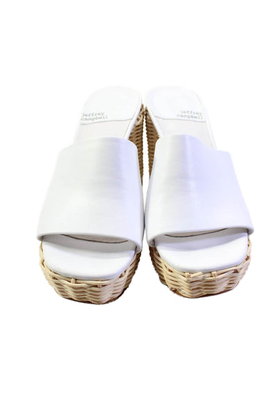 Jeffrey Campbell Womens Basketweave Open Toe Slide On Mules Heels White Size 6.5