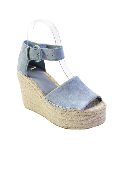 Marc Fisher LTD. Womens Suede Ankle Strap Espadrille Wedge Sandals Blue Size 6.5