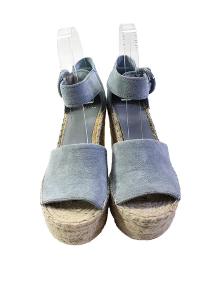 Marc Fisher LTD. Womens Suede Ankle Strap Espadrille Wedge Sandals Blue Size 6.5