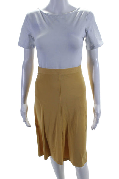 Toteme Womens Solid Yellow Zip Back Knee Length A-line Skirt Size XL