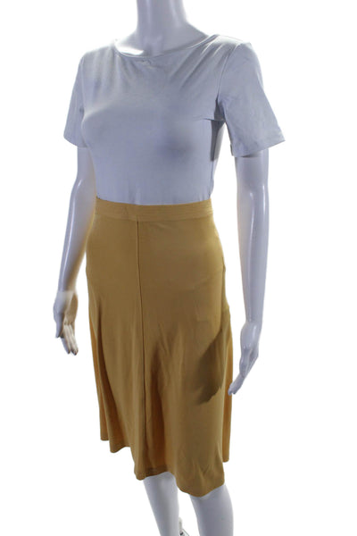 Toteme Womens Solid Yellow Zip Back Knee Length A-line Skirt Size XL