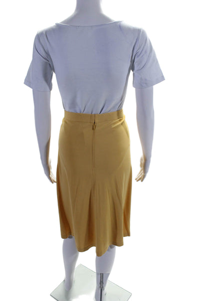 Toteme Womens Solid Yellow Zip Back Knee Length A-line Skirt Size XL