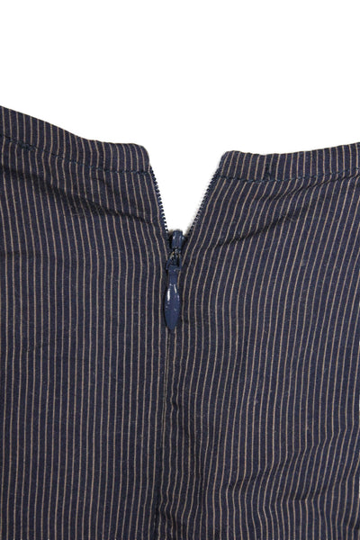 Sea New York Womens Short Sleeve Pinstripe Tie Waist Sheath Dress Blue Size 4