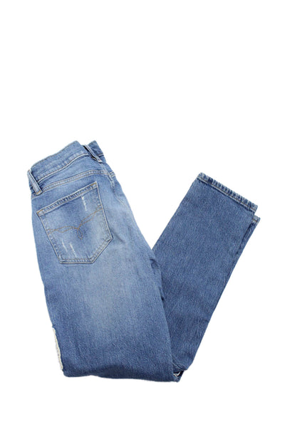 Lauren Ralph Lauren Womens Blue Patch-Work High Rise Straight Leg Jeans Size 0