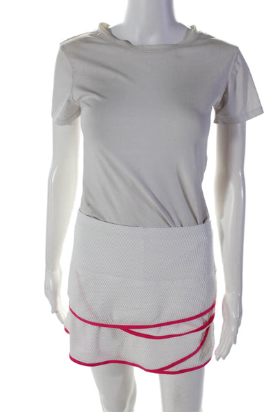 Lucky In Love Womens White Pink Textured Layered Skort Skirt Size M