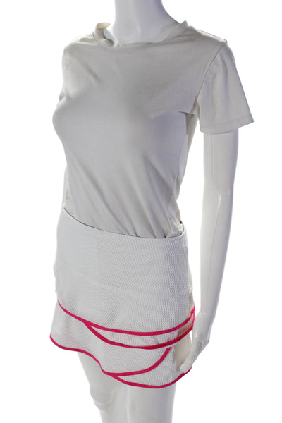 Lucky In Love Womens White Pink Textured Layered Skort Skirt Size M