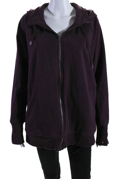 Athleta Womens Full Zipper Long Sleeves Hoodie Purple Cotton Blend Size 2X