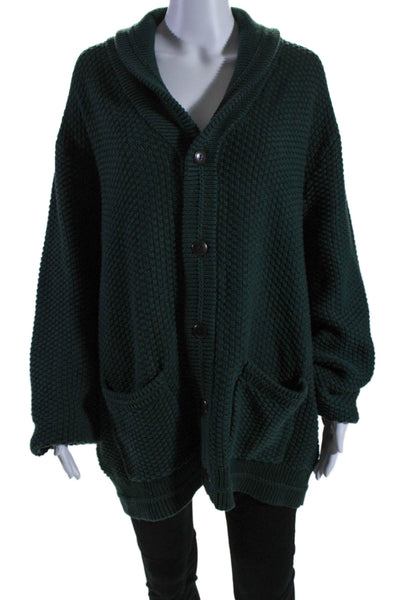 J Crew Womens Long Sleeves Button Down Cardigan Sweater Green Cotton Size 2X