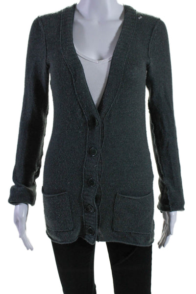 Inhabit Womens Button Front V Neck Cashmere Cardigan Sweater Green Size Small