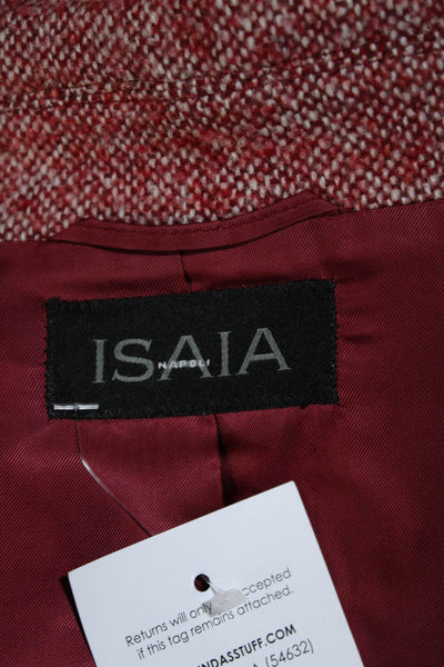 Isaia Napoli Womens Three Button Notched Lapel Blazer Jacket Red Wool Size IT 46