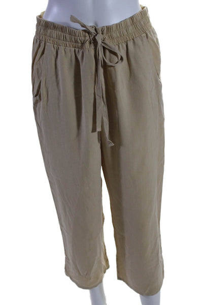 Bella Dahl Womens Two Pocket Drawstring Waist Cropped Pants Beige Size L