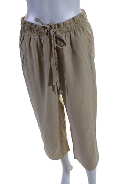 Bella Dahl Womens Two Pocket Drawstring Waist Cropped Pants Beige Size L