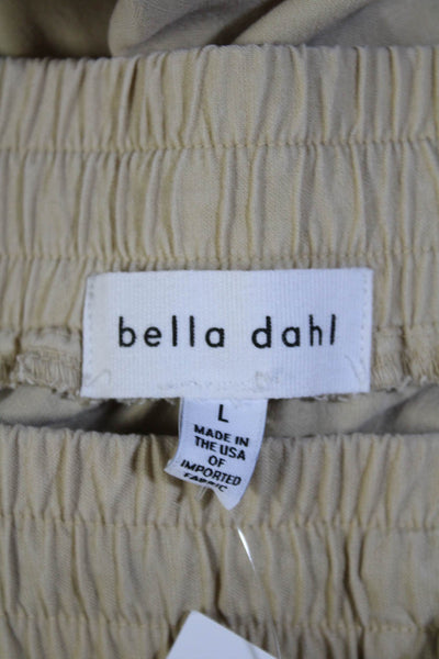 Bella Dahl Womens Two Pocket Drawstring Waist Cropped Pants Beige Size L