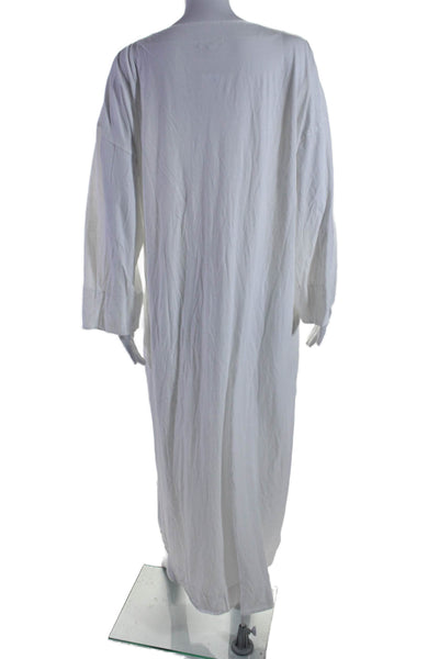 Skin Womens 3/4 Sleeve V Neck Knee Length Shirt Dress White Cotton Size 4