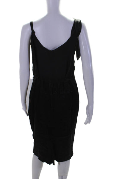 Nina Ricci Womens Black V-Neck Sleeveless Drape Detail Shift Dress Size 40