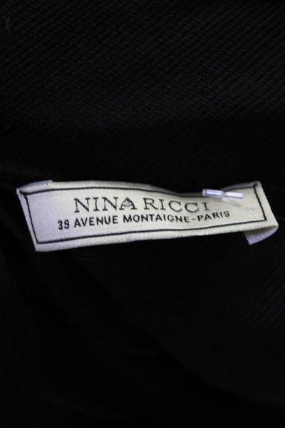 Nina Ricci Womens Black V-Neck Sleeveless Drape Detail Shift Dress Size 40