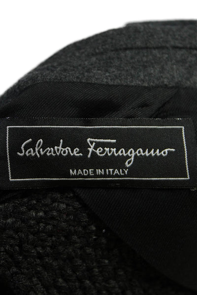 Salvatore Ferragamo Womens Woven Back Button Down Jacket Gray Size EUR 46