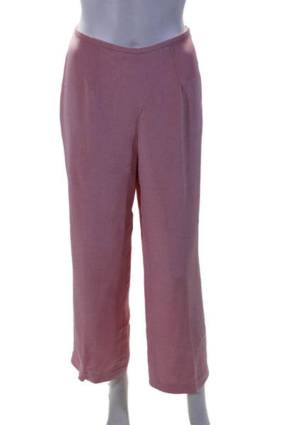 Escada Womens Silk High Rise Wide Leg Pants Pink Size 36