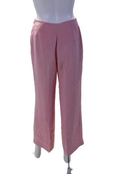 Escada Womens Silk High Rise Wide Leg Pants Pink Size 36