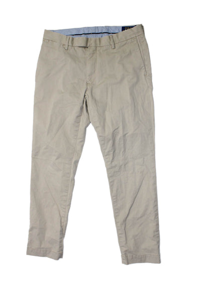 Polo Ralph Lauren Mens Cotton Buttoned Flat Front Straight Pants Tan Size EUR31