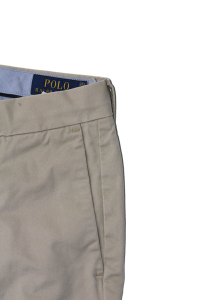 Polo Ralph Lauren Mens Cotton Buttoned Flat Front Straight Pants Tan Size EUR31