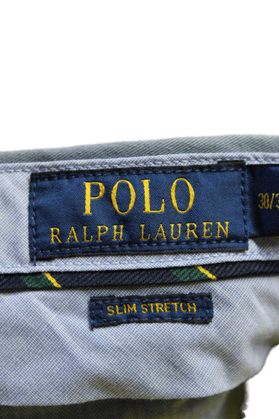 Polo Ralph Lauren Mens Buttoned Zip Flat Front Slim Casual Pants Blue Size EUR30