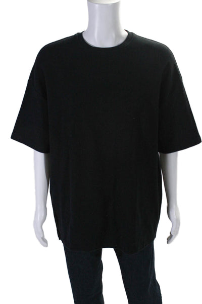 Ashley Marc Novelle Mens Cotton Short Sleeve Textured T shirt Black Size L