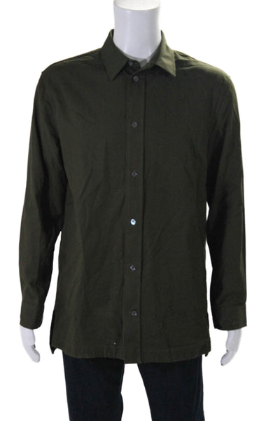 COS Mens Cotton Long Sleeve Relaxed Fit Button Down Shirt Green Size S