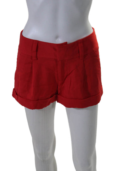 Alice + Olivia x Scoop Hook & Eye Cuffed Hem Mini Casual Shorts Red Size 0