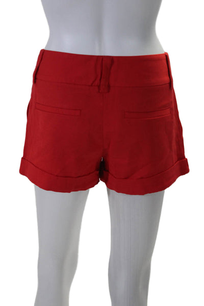 Alice + Olivia x Scoop Hook & Eye Cuffed Hem Mini Casual Shorts Red Size 0