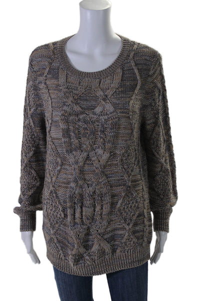 Christopher Fischer Womens Cotton Knitted Long Sleeve Sweater Top Gray Size M