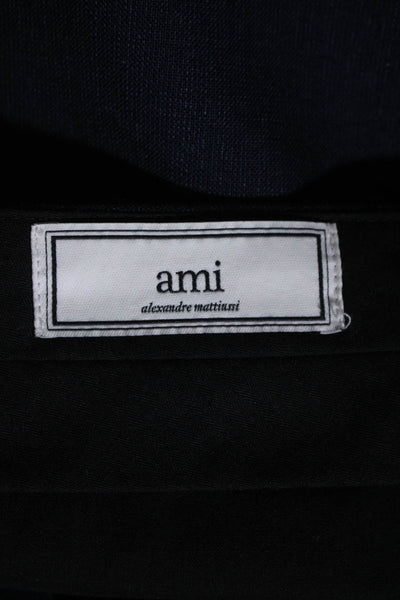 AMI Alexandre Mattiussi Mens Cuffed Dress Pants Navy Blue Wool Size EUR 46