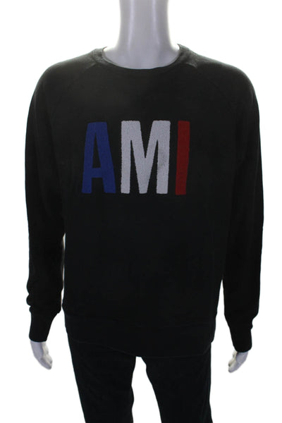 AMI Alexandre Mattiussi Mens Crew Neck Sweatshirt Black Size Extra Large