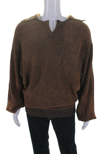 Isa Boulder Mens Crew Neck Long Sleeves Sweater Brown Navy Blue Size Extra Large