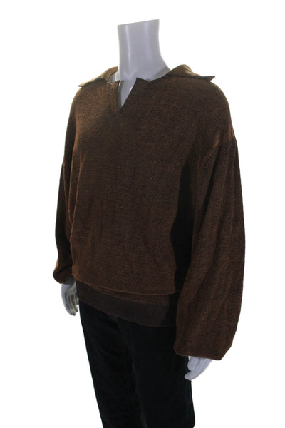 Isa Boulder Mens Crew Neck Long Sleeves Sweater Brown Navy Blue Size Extra Large