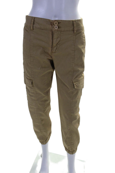 Sanctuary Womens Cotton Camel High Rise Cargo Cuff Ankle Jogger Pants Size 25